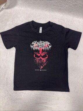 Hot Topic slaughter to prevail  Black Kids Tee with Red Skull Graphic 6